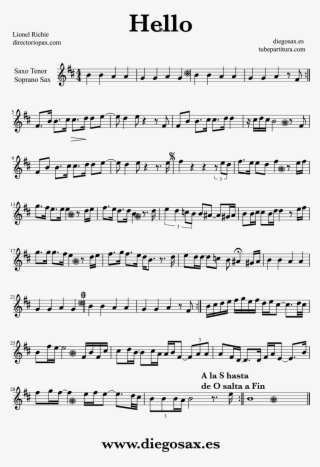 Tubescore Sheet Music Hello Sheet Music By Lionel Richie - Vocalise Rachmaninoff Saxophone Pdf