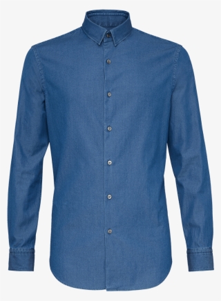 Hidden Button Down Denim Shirt - Shirt