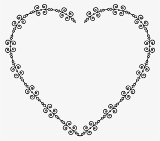 Flourish Heart Frame - Heart Clipart Frames Black And White