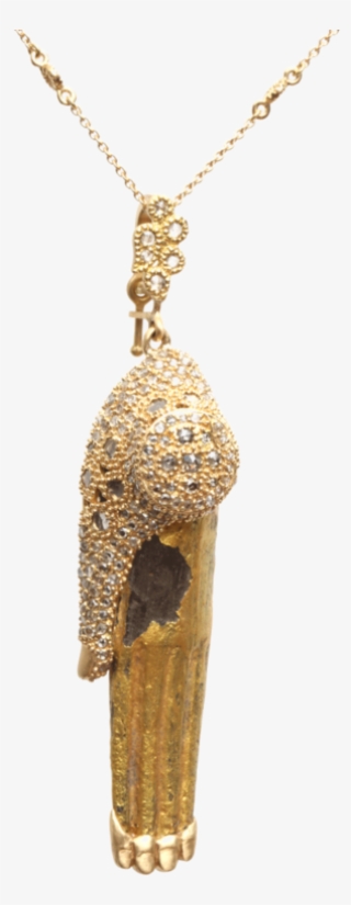 Antiquity Painted Wooden Buddha Hand Pendant - Locket