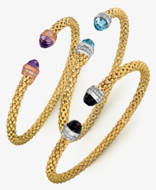 14k Yellow Gold Popcorn Mesh Cuff Bangles With Diamonds - Gold Bracelets