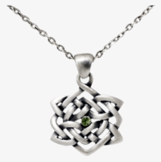 Celtic Knot Necklace With Green Gem - "celtic Knot Necklace With Green Gem"