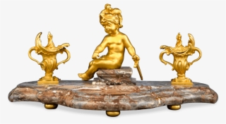French Bronze And Marble Inkwell