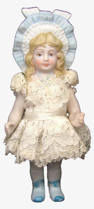Vintage Shackman All Bisque Doll Molded Bonnet Head - Doll