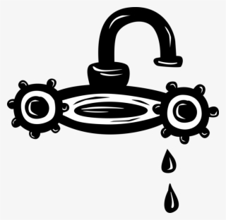 Vector Illustration Of Dripping Water Tap Sink Faucet - Circle
