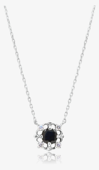 Asteios Blue Sapphire White Gold Necklace - Locket