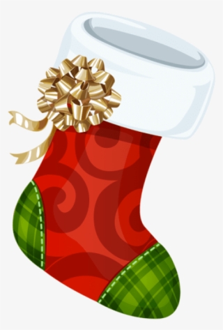 Christmas Stocking With Gold Bow Png - Clipart Transparent Christmas Stockings