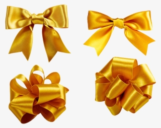 Shoelace Knot Ribbon Golden - Gold Ribbon For Gift Png