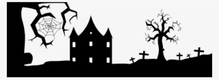 Silhouette Cartoon Black And White Visual Arts Landscape - Silhouette Halloween Clip Art