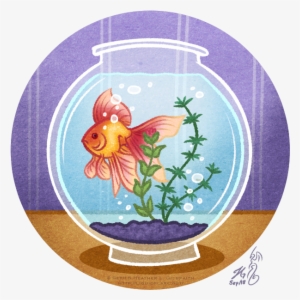 A Drawing Of A Fancy Fan-tailed Goldfish, Swimming - Drawing