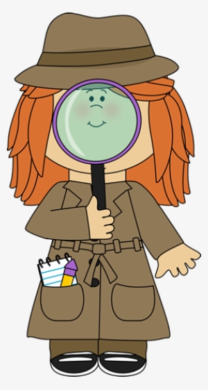 Clip Art Free Stock Girl Detective With Magnifying - Detective Clipart Magnifying Glass
