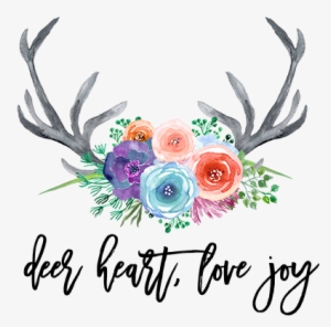 Deer Heart, Love Joy - Floral Watercolor With Antlers Free Clip Art