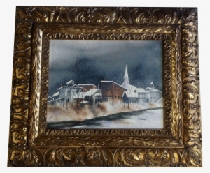 Kay Neumann Snowy Night City Landscape Watercolor Painting - Watercolor Painting