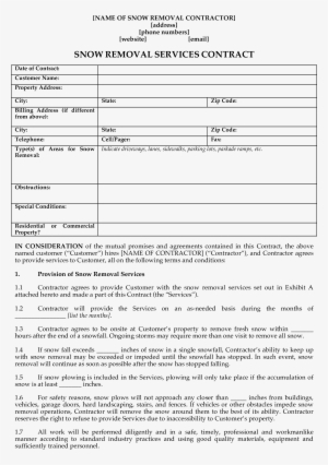 Snow Removal Services Contract Main Image - Contractor Contract And Customer