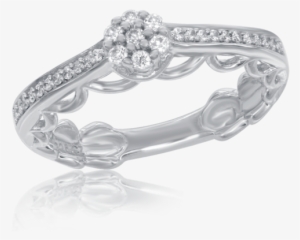 Cinderella Diamond Promise Ring With Dress Silhouette - Enchanted Disney Cinderella Diamond Fashion Ring 1/4ctw