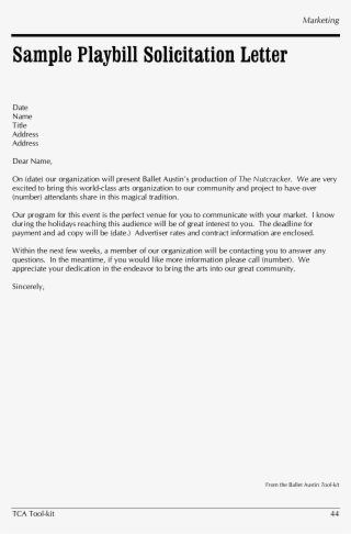 Playbill Solicitation Letter Main Image - Solicitation Letter For A Patient