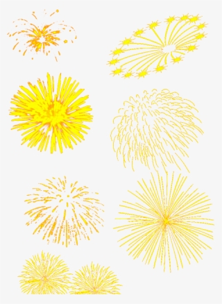 Floral Design Yellow Pattern Fireworks Set - New Years With Fireworks Holiday Cards