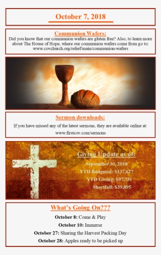 Bulletin Page 2 - Chalice & Loaf Communion Bulletins, 100