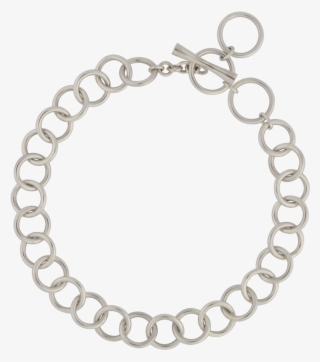 Circle Toggle Silver Charm Bracelet - Men White Gold Curb Chain