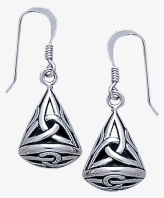White Bronze 3d Triquetra Teardrop Earrings - "white Bronze 3d Triquetra Teardrop Earrings"