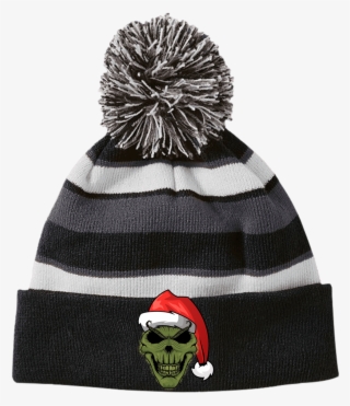 Grinch Striped Beanie With Pom