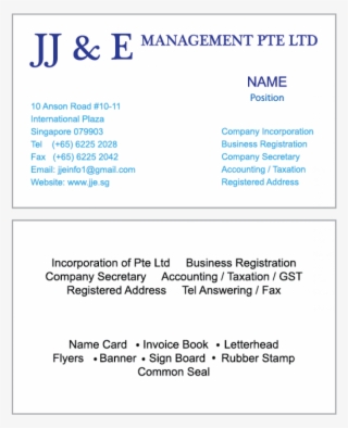 Name Card - Singapore Business Registration Number