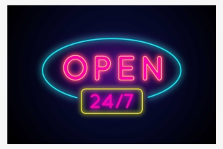 Open Neon Sign Png Black And White Download - Neon Sign