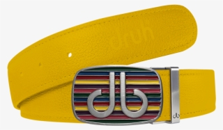 Druh Yellow Full Grain Texture Leather Belt With Db - Belt