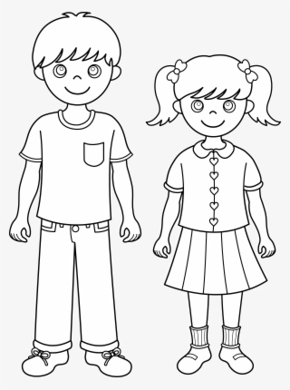 Clip Art Images - Brother And Sister Cartoon Black And White