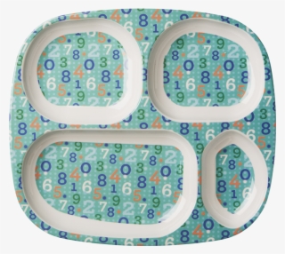 Kids 4 Room Dinner Plate Retro Number Print Rice Dk - Rice Kids 4 Room Melamine Plate - Retro Numbers Print