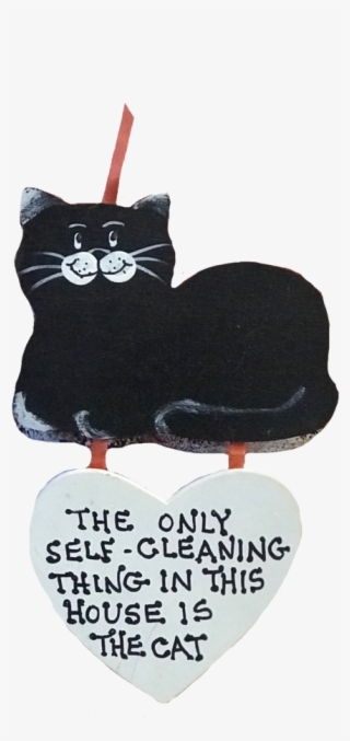 Decorative Wooden Cat Hanging Sign - Black Cat