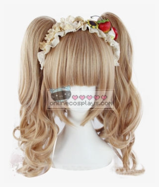 Honey Brown Lolita Double Pony Tail Curly Wig Oc2281 - Lolita Fashion