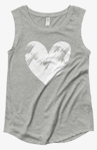 Image Of White Grunge Heart Tee