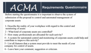 Requirements Questionnaire Applied In The Company - Beauty Astir