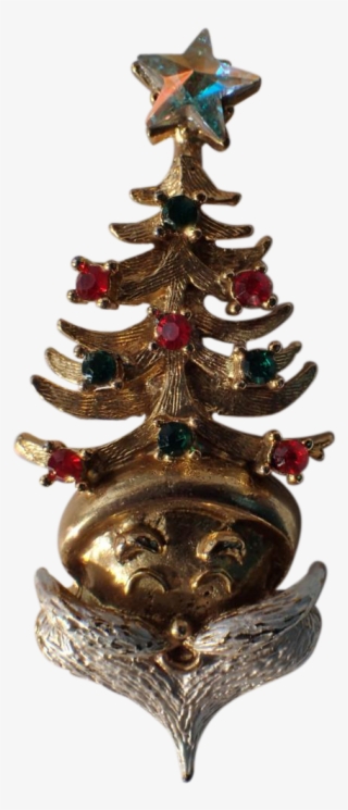 Rare Tancer Ii Santa Claus Head Christmas Tree Pin, - Christmas Ornament