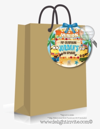Luau Pool Party Minions Favor Tags - Birthday Goodie Bag Card