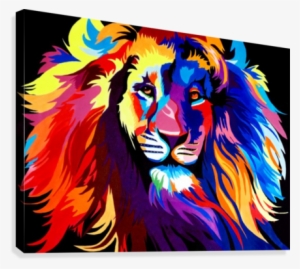 Lion Rainbow Canvas Print - Rainbow Lion Print