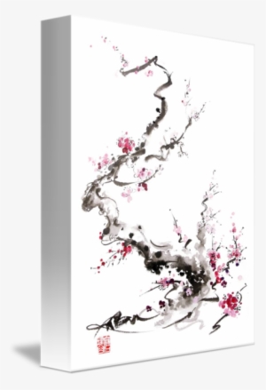 Sakura Cherry Blossom Pink And Red Flowers Tree Wa - Cherry Blossom Watercolor Design