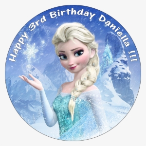 Disney Frozen Elsa Birthday Cake Edible Round Printed - Disque Azyme Reine Des Neiges