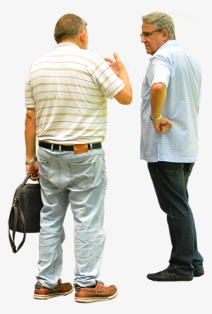 Two Old Or Middle Age Men Standing And Griping About - Men Standing