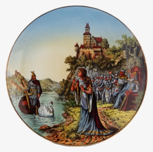 Lohengrin's Arrival, Plaque, Handpainted - Folklore