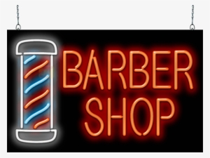 Large Barber Shop With Pole Neon Sign - Barbershop