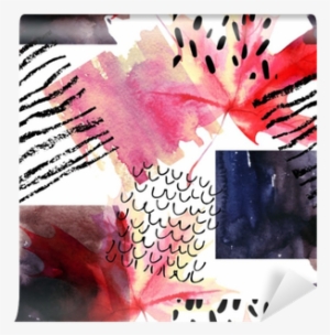 Abstract Seamless Pattern With Watercolor Squares And