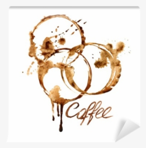 Watercolor Emblem With Coffee Stains Wall Mural • Pixers® - Stain