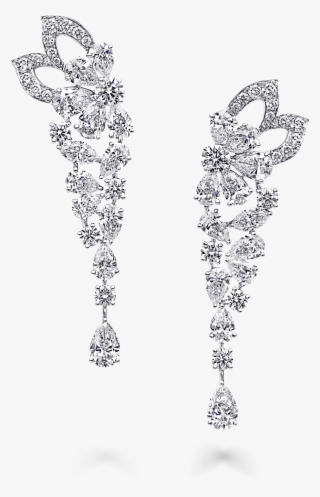 A Pair Of Graff Peony Petal Motif Diamond Drop Earrings - Diamond Leaf Earrings Png