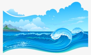 Wave Sea Storms Transprent - Blue Water Cartoon