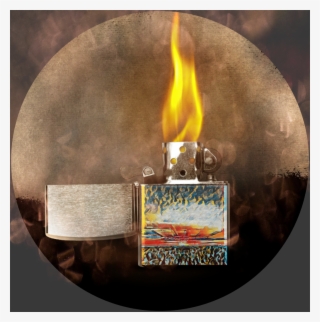 Open Lighter With Flames On Gray Background Wine Stopper