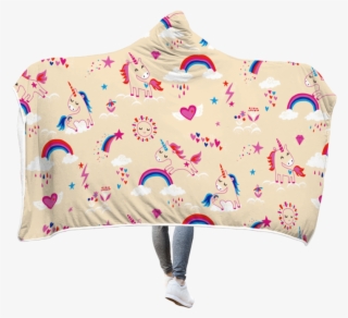 3d Unicorn With Rainbow And Star Full-print Hooded - Blanket