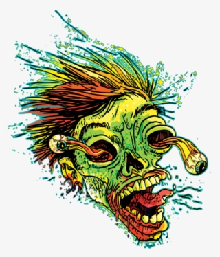 Cool T-shirt Featuring Weird Zombie Head With A Major - Illustration