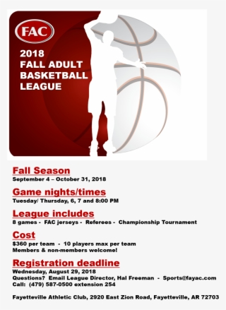 Now Registering Fall 2018 Adult Basketball League1 - Graphic Design